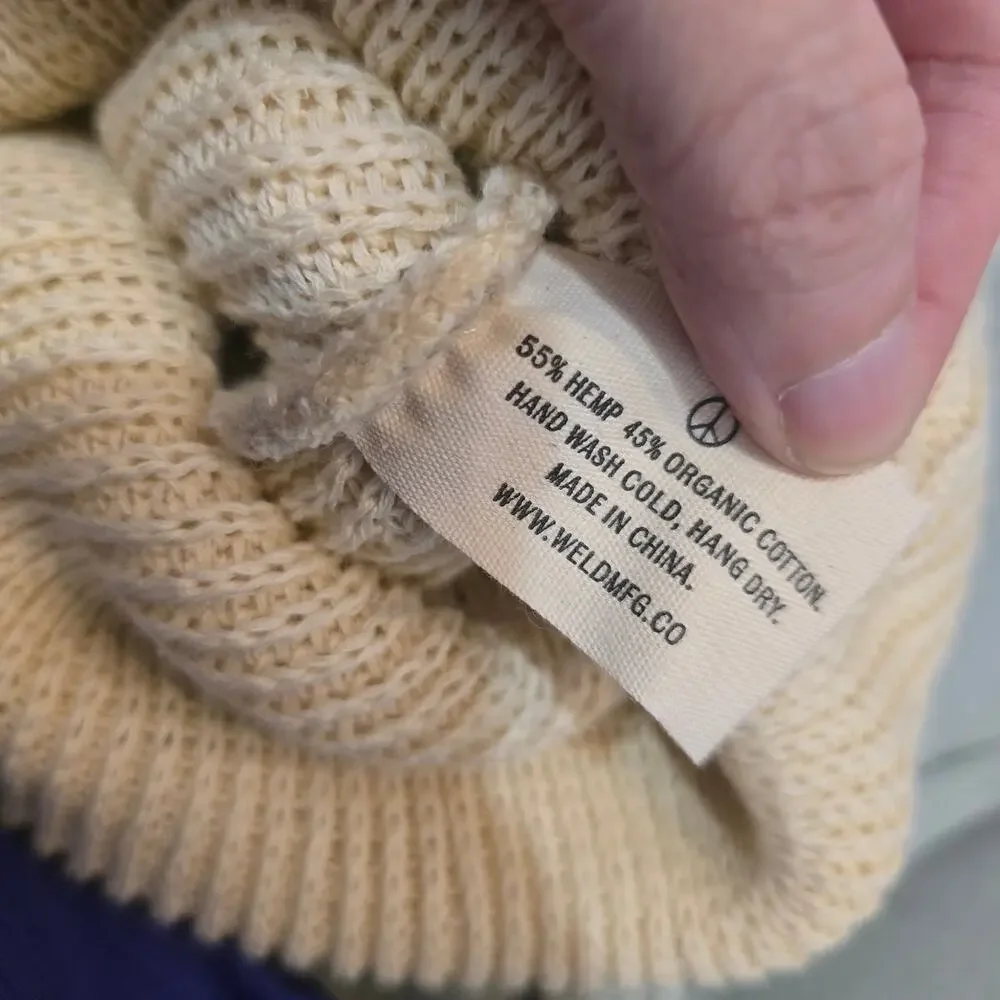 Weld mfg hemp slacker beanie cream os mens